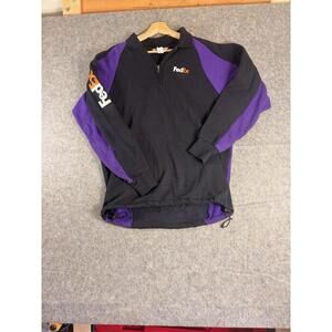 FedEx Sweatshirt Mens Medium 1/4 Zip Fleece Pullover Black Purple VF Imagewear